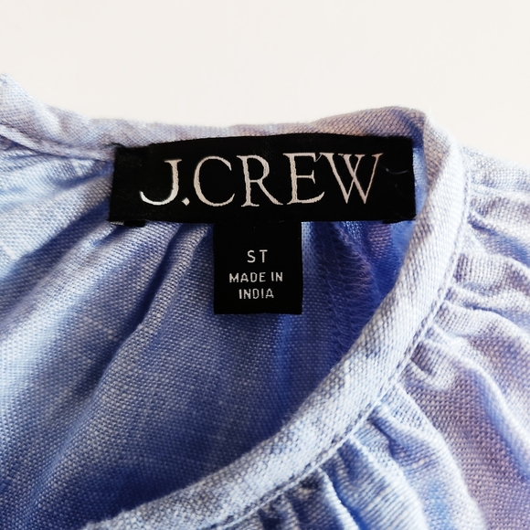 J. Crew Palmero Smocked Waist Blue Linen Dress Small Tall 2023 - Picture 4 of 11